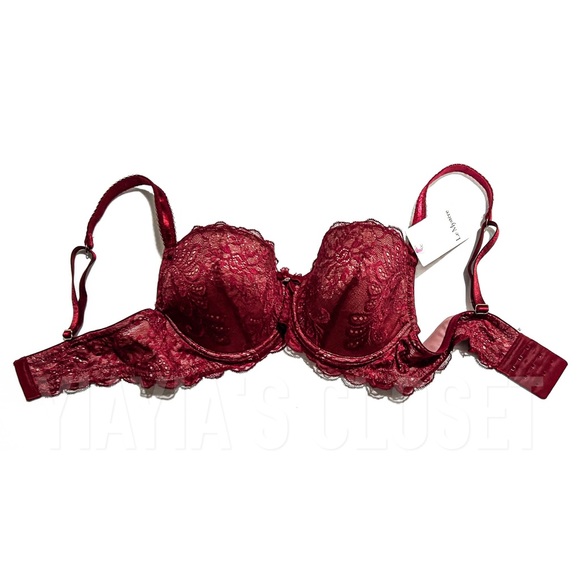 Le Mystere 40C Sophia 2435 Floral Lace Shimmer Underwire Padded Bra in Merlot - Picture 8 of 15